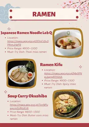 Sapporo food scene with seafood and ramen